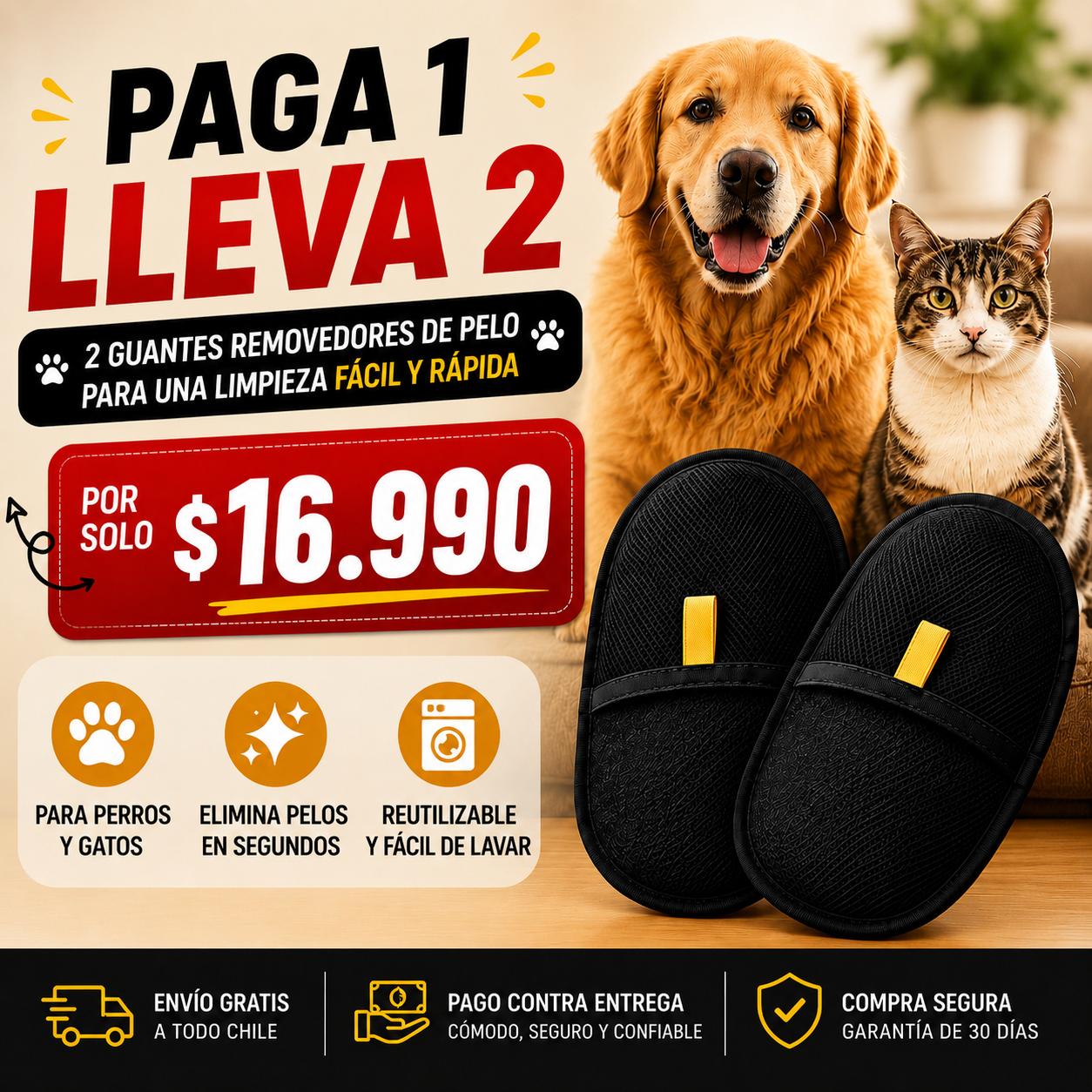 🐾 Guante Quitapelos para mascotas PAGA 1 Y LLEVA 2 🔥