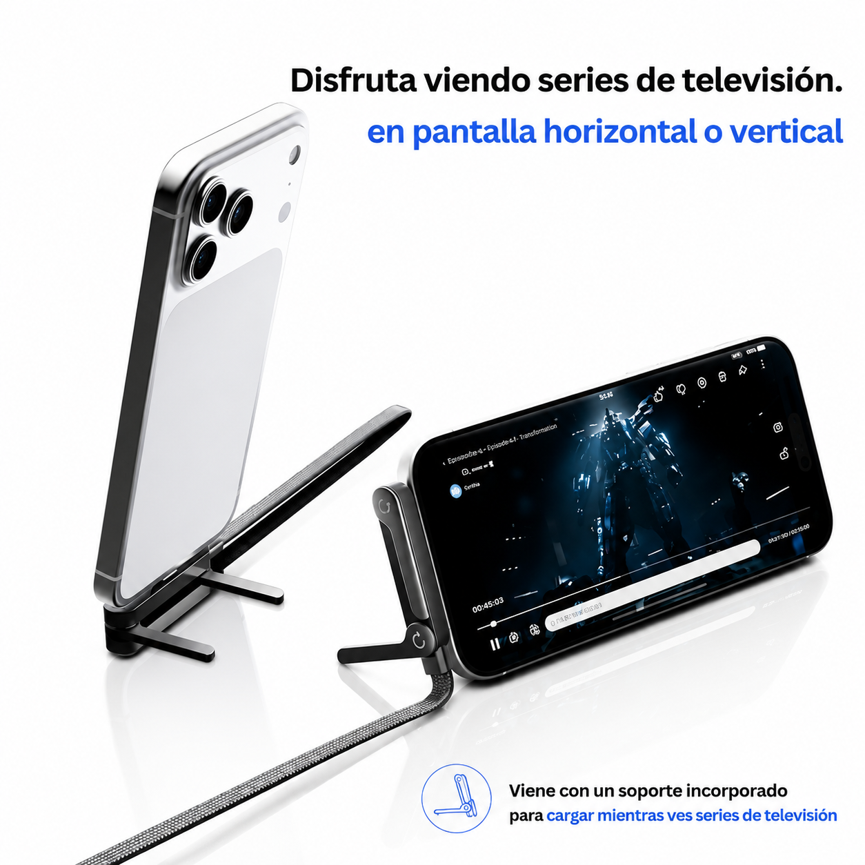 FlexCharge 2 en 1™ — PACK X2 | con carga lateral + soporte integrado