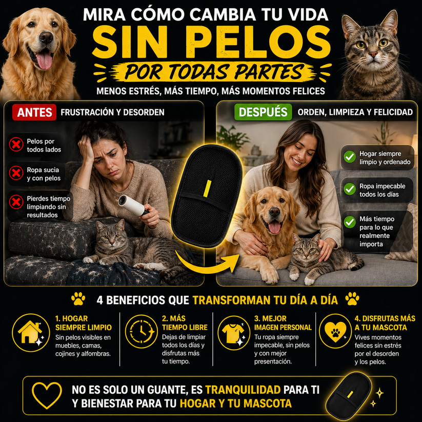 🐾 Guante Quitapelos para mascotas PAGA 1 Y LLEVA 2 🔥